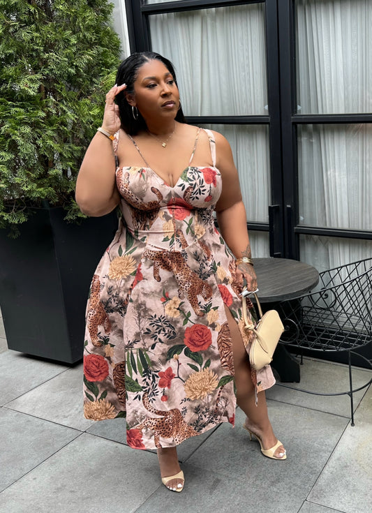 On the Town Fitted Flare Midi Dress