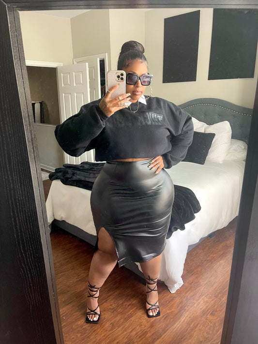 Split Decision Leather Skirt